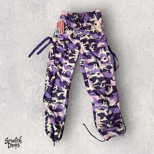 Vintage Girl's UFO Size 10 Purple Camo Cargo Pants High Waist Military Style